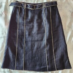 Vintage Willi Smith Linen Black/Tan Skirt in a Size 8!